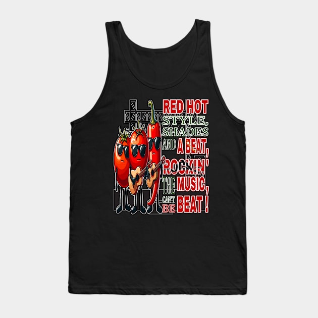 Red Hot Style Rockin the Beat, Groovy Veggie Band Tank Top by maknatess